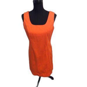 MetroStyle Orange Sleeveless Size 10 Women's Sheath Dress Cotton Stretch